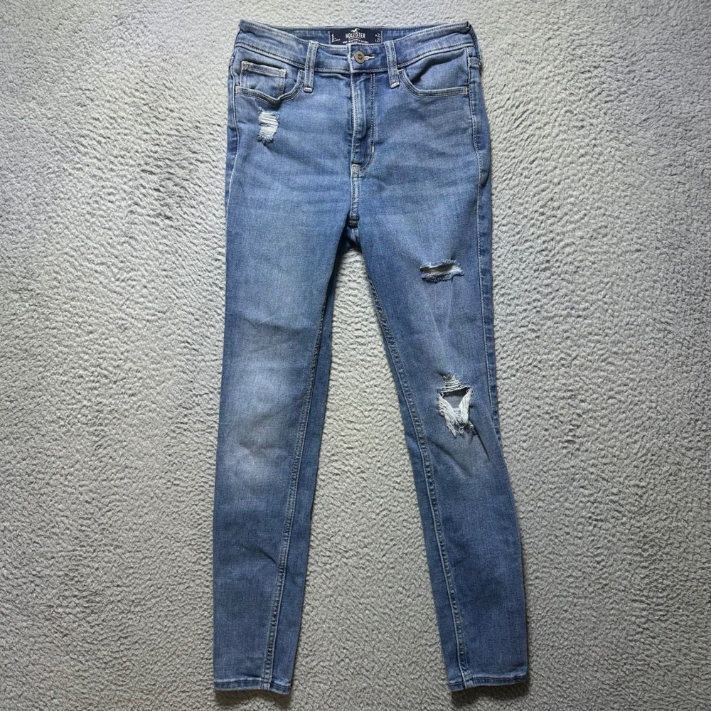 Hollister High-Rise Super Skinny Distressed Blue Jeans W25 L27 Soft Stretch